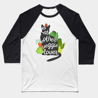 Mother Veggie Lover (Grey Cat Silhouette) Baseball T-Shirt